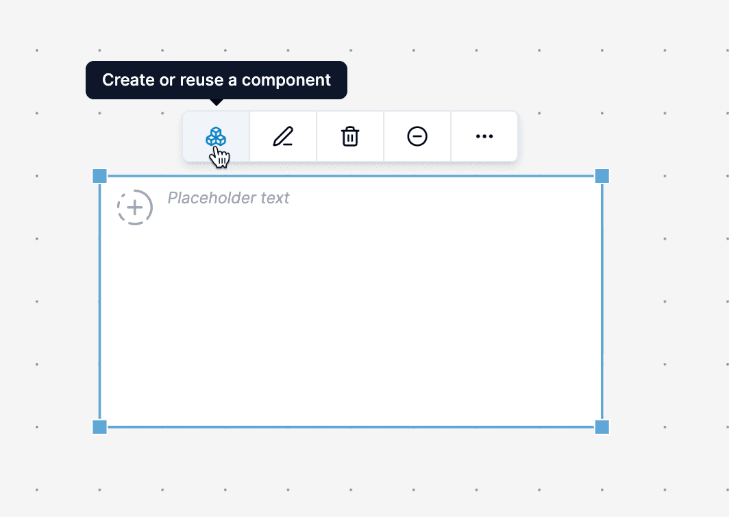 Component placeholder interface showing a simple component instance that exists only within the current diagram, before being converted to a full reusable component