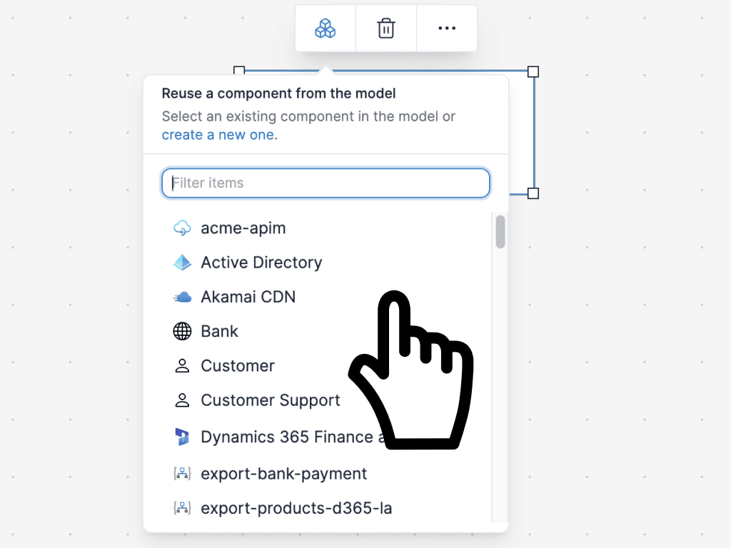 Reusable components across multiple architecture diagrams