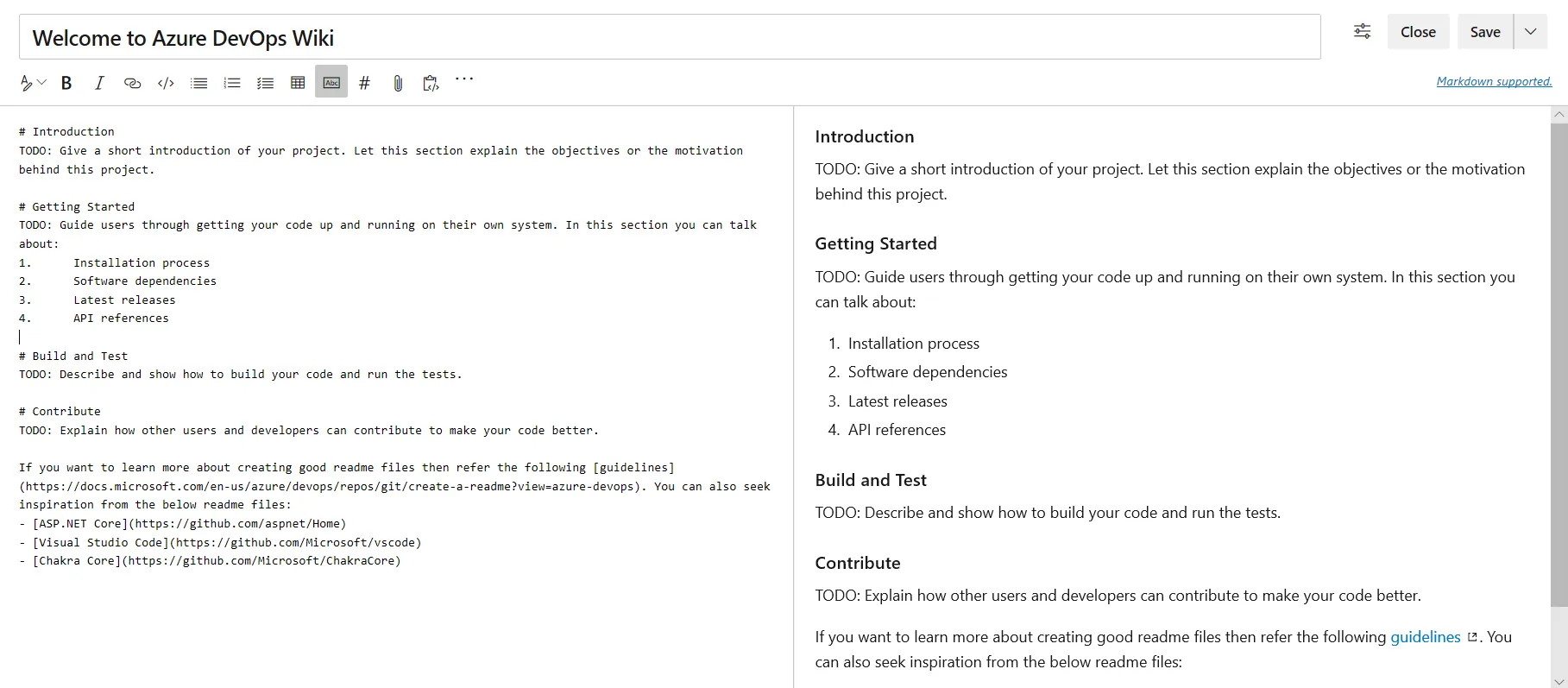 Azure DevOps wiki